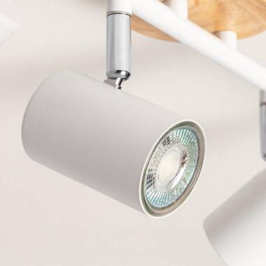 Prodotto da Lampada da Soffitto Orientabile Legno e Metallo 4 Faretti Albus