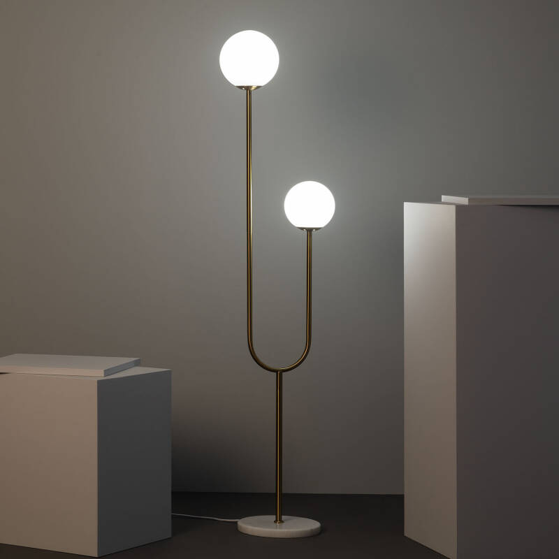 Produit de Lampadaire Métal et Verre Moonlight Brass 2 Spots