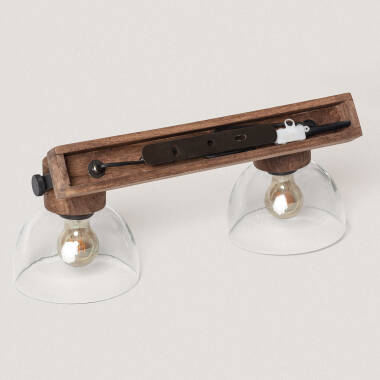 Product of Dallas 2 Spotlight Wood & Glass Wall Lamp ILUZZIA