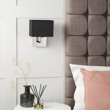 Product van Wandlamp met Stoffen Lampenkap Fulham Gepolijst Chroom