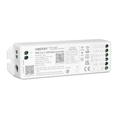 Controller Regolatore LED Wi-Fi 5 in 1 per striscia LED monocolore/CCT/RGB/RGBW/ RGBWW 12/24V DC MiBoxer