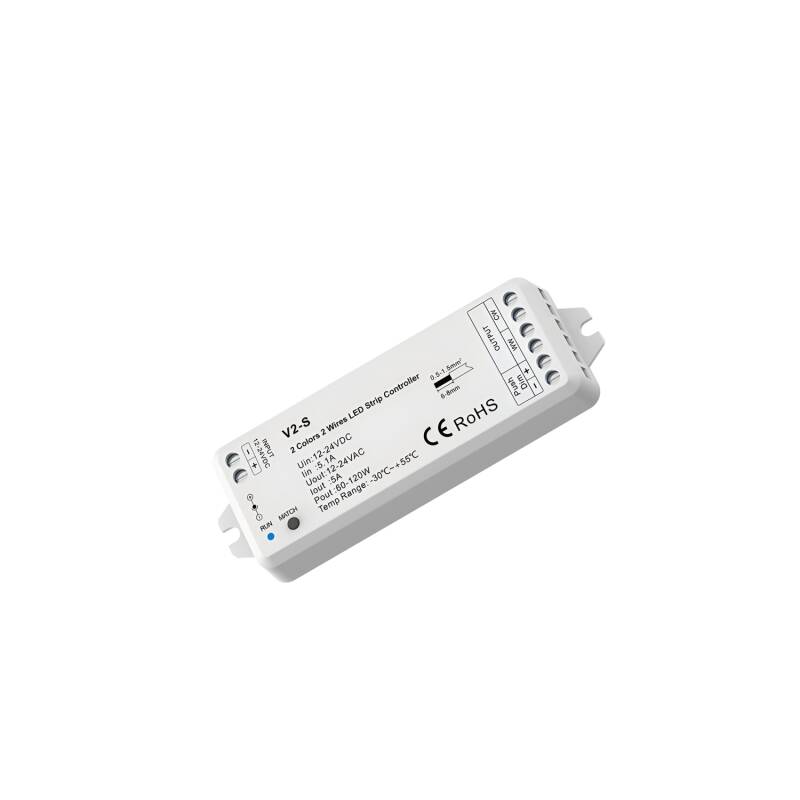 Produkt od Přijímač Stmívač LED Pásku CCT 12/24V DC 2 Kanály Kompatibilní s Tlačítkovým Spínačem a RF Dálkovým Ovladačem