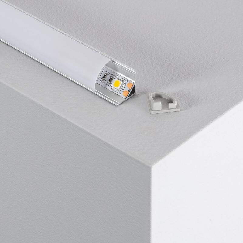 Product van Aluminium 90° Hoekprofiel met  Ronde Afdekking 1m voor LED Strip tot 10 mm