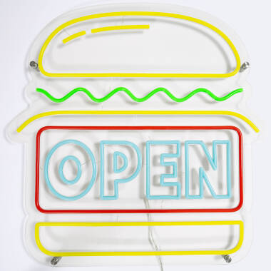 Insegna Neon LED Open Burger