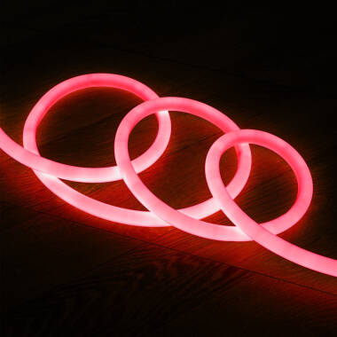 Neon LED Strip Rond Dimbaar Flexibel 360 220V AC 120 LED/m IP67 Rood op Maat om de 100cm