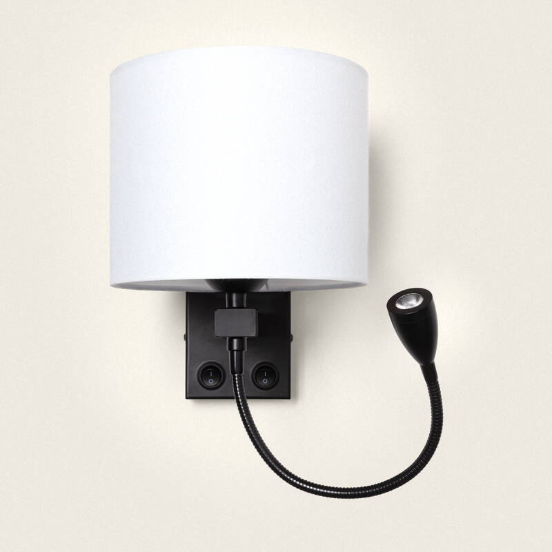 Produit de Lampe Murale avec Lumière de Lecture 2.5W Métal Black-Kianga