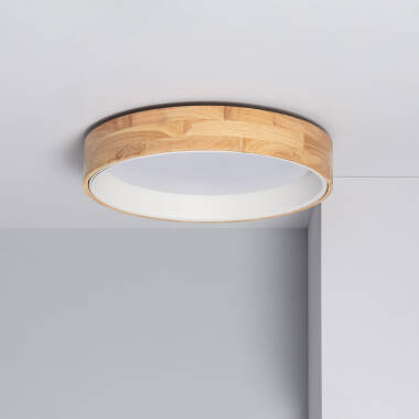 20W Dari Round Wood LED Surface Panel CCT Selectable Ø470 mm