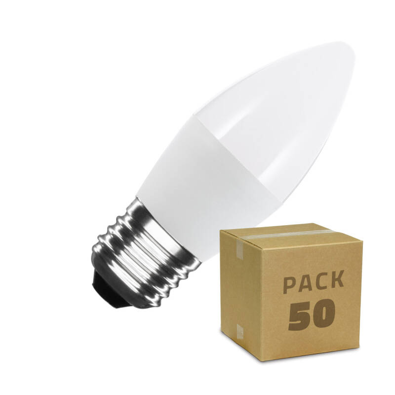 Product van Doos met 50St LED Lampen E27 C37 5W Koel Wit