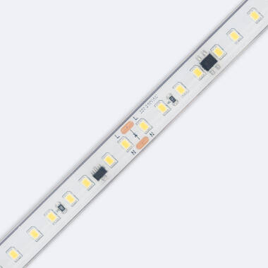 Product van LED Strip Dimbaar 220v SMD2835 Zelfcorrigerend  Siliconen FLEX 110 LED/m 1150 lm/m Breedte 12 mm IP67 te knippen om de 10 cm