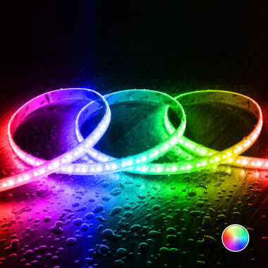 Rol  RGB LED Strip  220V AC 192 LED/m Breedte 14 mm 25 Meter IP65 Soldeerbaar om de 10 cm