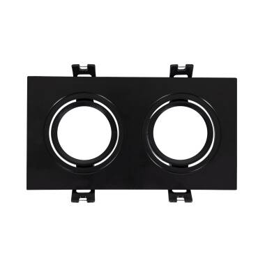 Product of Square Tilting Downlight Frame for two GU10 / GU5.3 LED Bulbs Cut 75x150 mm