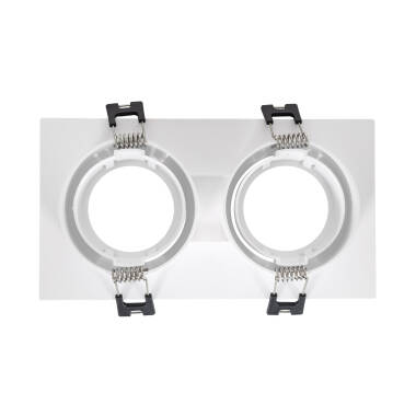 Produit de Collerette Downlight Carrée Orientable pour 2 Ampoules LED GU10/GU5.3 Coupe 75x150mm