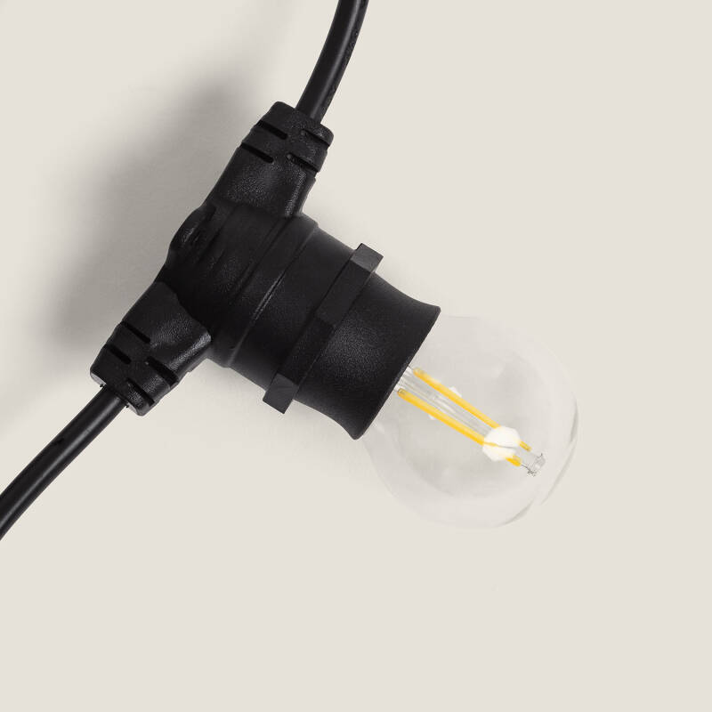 Product van Kit Lichtslinger Outdoor IP44 10m Zwart +10 Filament LED Lampen B22 2W G45