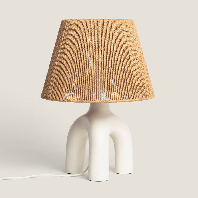 Produit de Lampe à Poser Papier Tressé et Résine Otilia 