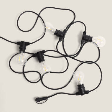 Kit Ghirlanda Luci per Esterni IP44 5m Nero + 5 Lampadine Filamento LED B22 2W A60