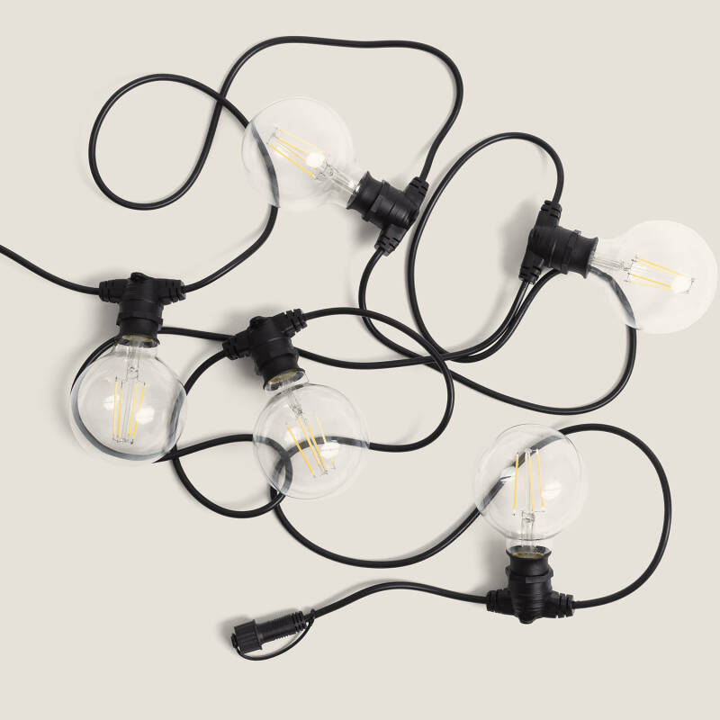 Producto de Kit Lichtslingers Outdoor IP44 5m Zwart + 5 LED Lampen Filament LED B22 6W G95