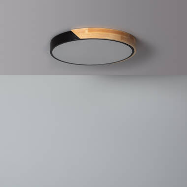 Plafonnier LED Rond Bois 24W CCT Sélectionnable Semi-Dari Ø418 mm