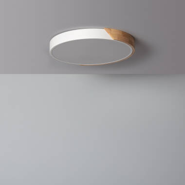 Plafonnier LED Rond Bois 24W CCT Sélectionnable Semi-Dari Ø418 mm