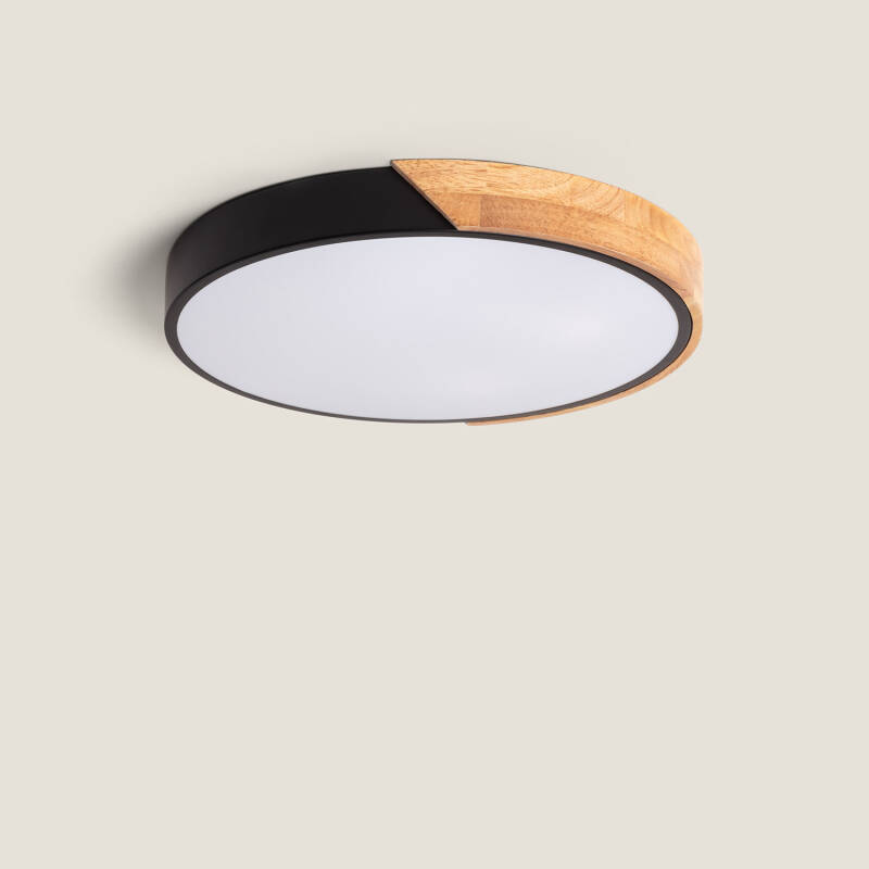 Produit de Plafonnier LED Rond Bois 24W CCT Sélectionnable Semi-Dari Ø418 mm