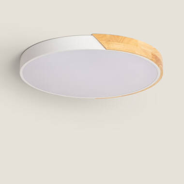 Plafondlamp LED 36W Rond Hout Ø500 mm  CCT Selecteerbaar Semi-Dari