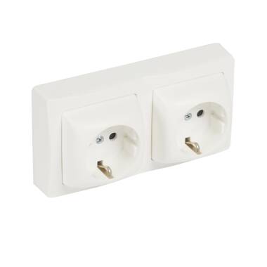 Base Prise Schuko 2x2P+T Obturateur Protection Enfant Monobloc LEGRAND Oteo 086077