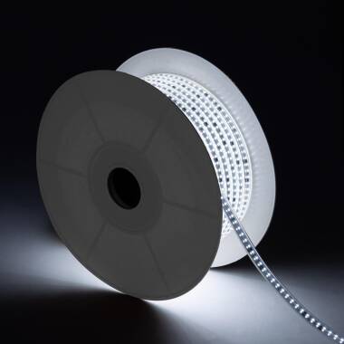 Product van LED Strip Rol Dimbaar 220V  Solid 120 LED/m 50m Koel Wit IP65  in te korten elke 10 cm Breedte 14mm