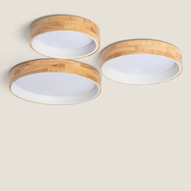 Plafondlamp LED 30W Rond Hout Ø570mm CCT Selecteerbaar Dari