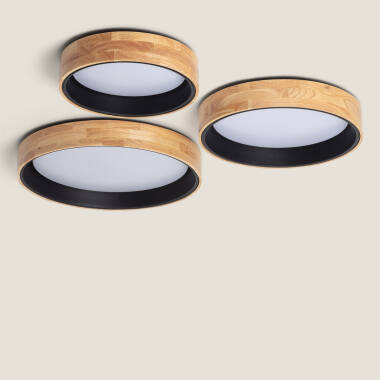 30W Dari Round Wood LED Surface Panel CCT Selectable Ø570 mm