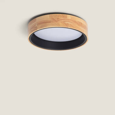 Plafondlamp LED 15W Rond Hout Ø370mm CCT Selecteerbaar Dari