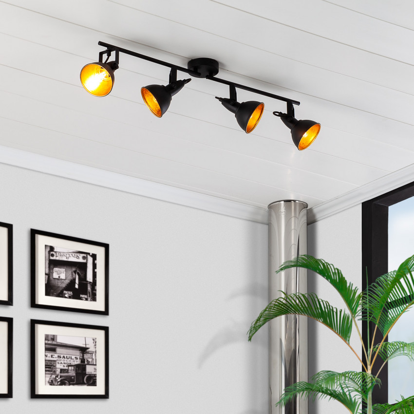 Product of Emer Adjustable Aluminium 4 Spotlight Black Ceiling Lamp 