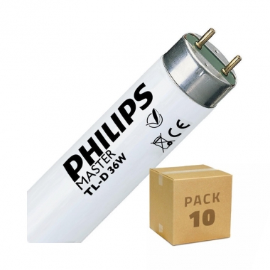 Pack 10 st PHILIPS fluorescentiebuizen Regelbaar  T8 G13  36W 120 cm met tweezijdig Aansluiting