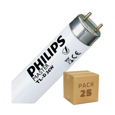 Pack Leuchtstoffröhren Dimmbar PHILIPS T8 120cm Zweiseitige Einspeisung 36W (25 Stk)