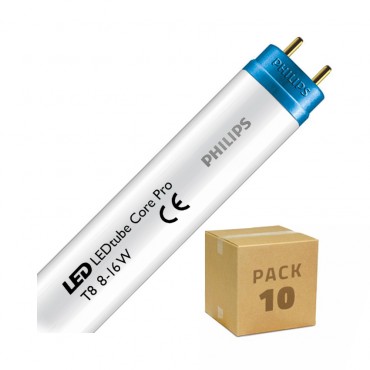 Product Pack van 10st LED Buizen T8 G13 60 cm 8W  100lm/W  PHILIPS CorePro  met Eenzijdige voeding 