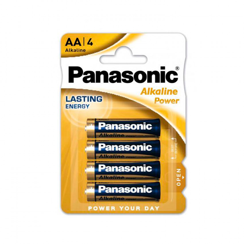 Product van Blisterverpakking  4 Panasonic 1.5V Alkaline Batterijen Batterijen type AA/LR06 
