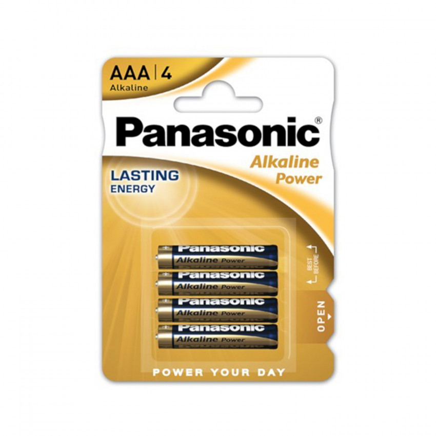 Product van Blisterverpakking 4 Panasonic Alkaline Batterijen  type AAA/LR03 1,5 V