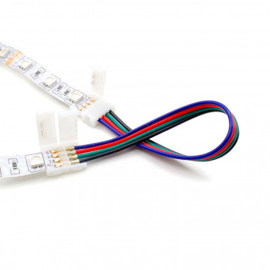 Connecteur ruban LED RGB 10 mm câble 13 cm + 1 click - Duraled