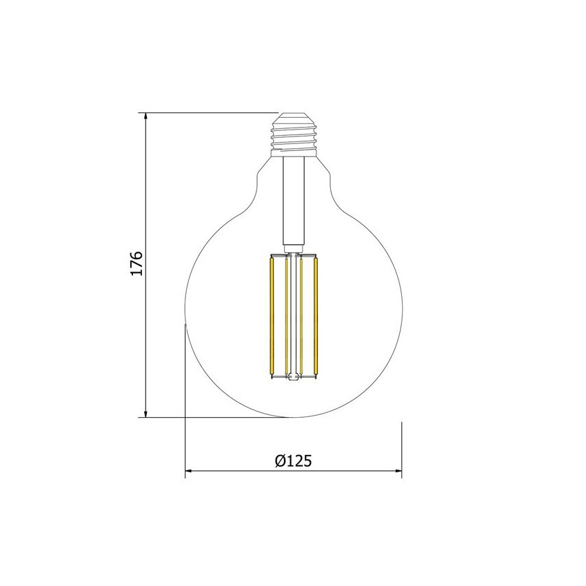 Product van LED Lamp Filament E27 6W 550 lm G125  Dimbaar Chrome Reflect 
