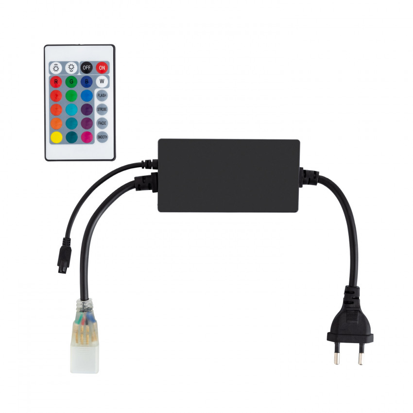 Product van UltraPower Controller voor een 220V RGB LED Strip + IR Remote Control met 24 toetsen 