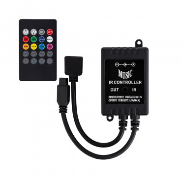 Product Hudební Regulátor pro RGB LED Pásky 12V DC s Dálkovým IR Ovladačem 