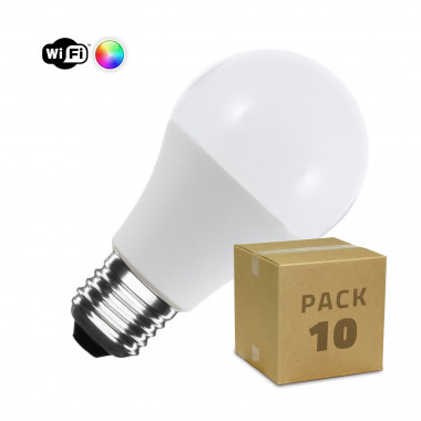 Pack 10 Ampoules LED Intelligentes E27 6W 806 lm A60 Wifi RGBW Dimmable