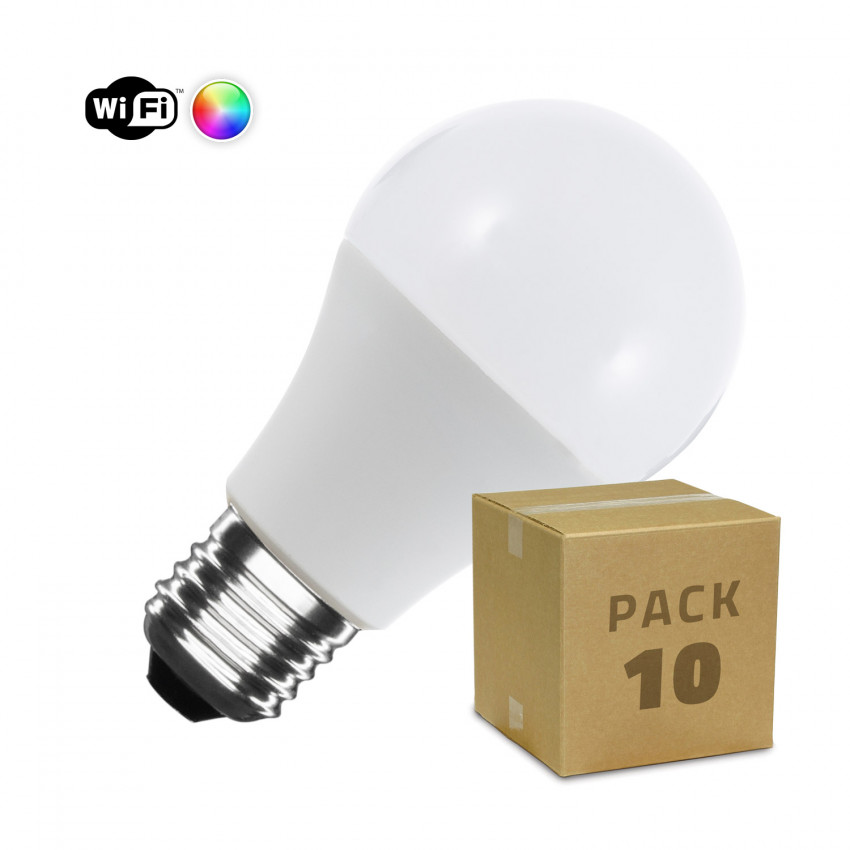Produit de Pack 10 Ampoules LED Intelligentes E27 6W 806 lm A60 Wifi RGBW Dimmable