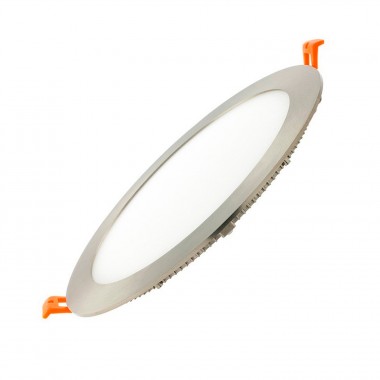Dalle LED Ronde Extra-Plate 15W Argentée Coupe Ø 185 mm