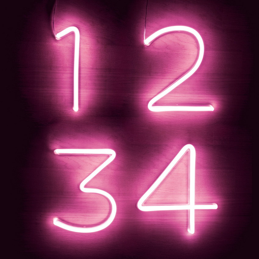Product of Pink Neon LED Numbers and Symbols