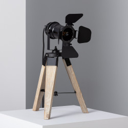 Tischleuchte aus Holz und Metall Cinema Kurangna XS