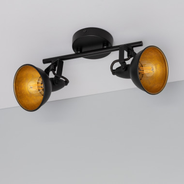 Lampa Sufitowa Nastawna Aluminiowa 2 Reflektory Czarna Emer