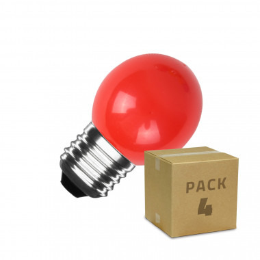 Pack 4 Ampoules LED E27 3W 300 lm G45 Rouge