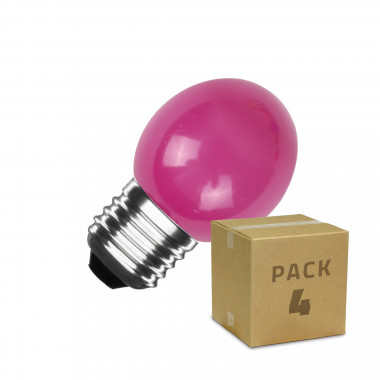 Product of Pack of 4u 3W E27 G45 Pink LED Bulbs 300lm 
