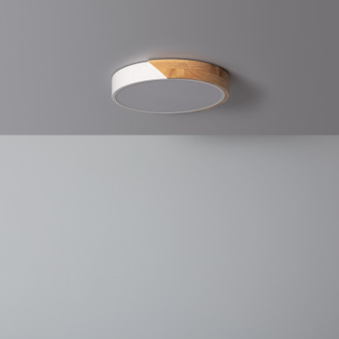 Plafondlamp LED 18 W Rond Hout Ø320mm CCT Selecteerbaar Semi-Dari