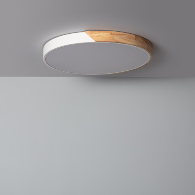 36W Semi-Dari Round Wood LED Surface Panel CCT Selectable Ø500 mm