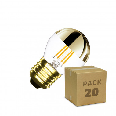 Boîte de 20 Ampoules LED E27 Dimmable Filament Gold Reflect Small Classic  G45 4W Blanc Chaud - Ledkia